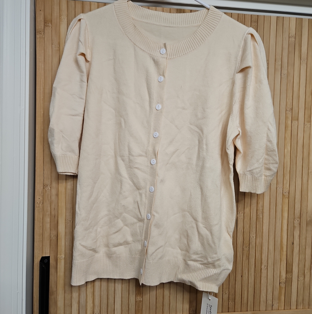 Apricot Button-Front Women’s Sweater Cardigan